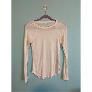 Hollister white long sleeve ribbed tee